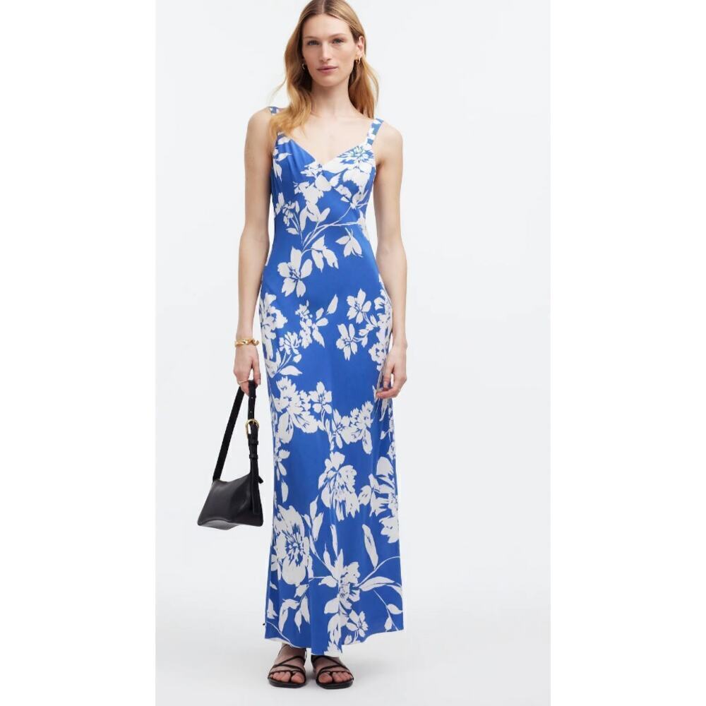 NWT Madewell Tank Midi Dress in Floral Exploded Blue Floral Boho NS137 10